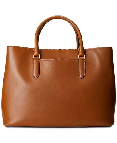 Full-Grain Leather Large Marcy Satchel Bag - Lauren Tan - 4