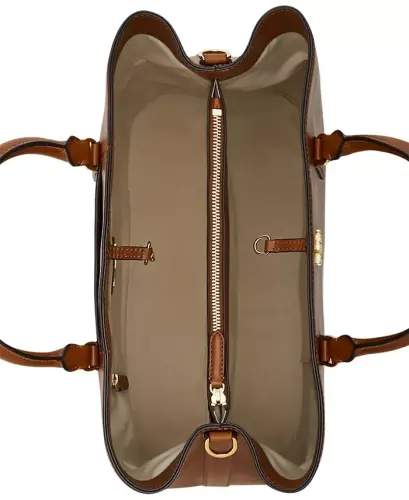 Full-Grain Leather Large Marcy Satchel Bag - Lauren Tan - 6