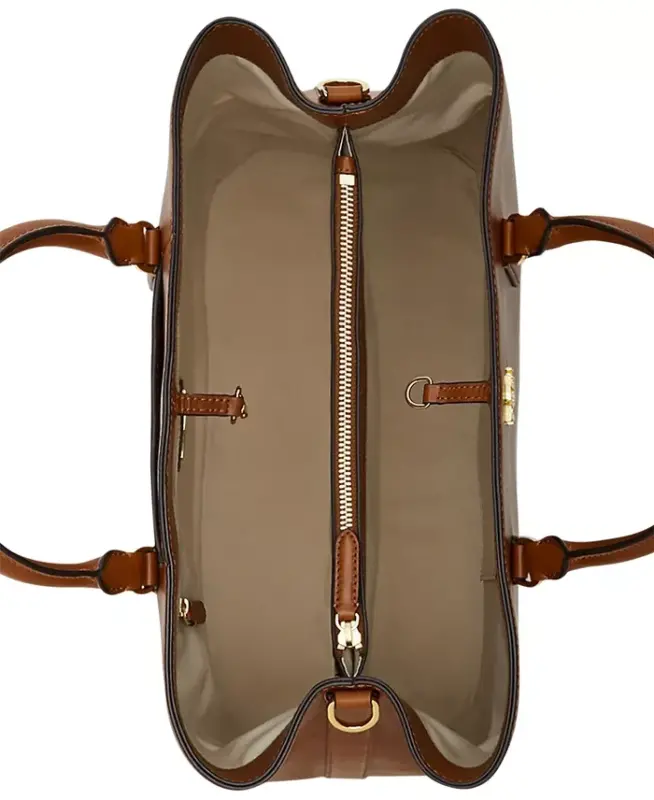 Full-Grain Leather Large Marcy Satchel Bag - Lauren Tan - 6