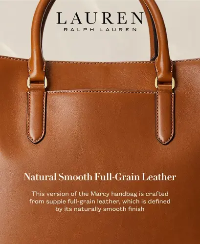 Full-Grain Leather Large Marcy Satchel Bag - Lauren Tan - 9