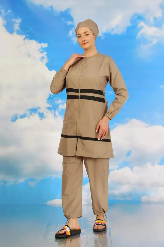 Kadın Tam Tesettür Mayo Bej 31061 - 4