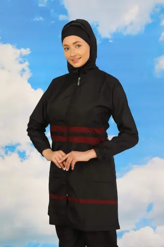 Kadın Tam Tesettür Mayo Siyah 31061 - 6