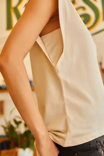 Kadın Taş Koltuk Altı Parçalı Yarasa Tişört TSH-19000330-TAŞ - 4