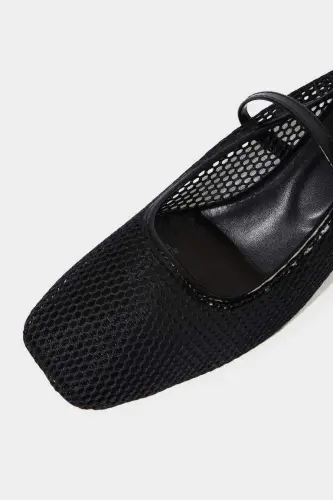 Kadın Tek Bantlı Yüksek Taban Topuklu Ayakkabı-Siyah - 5