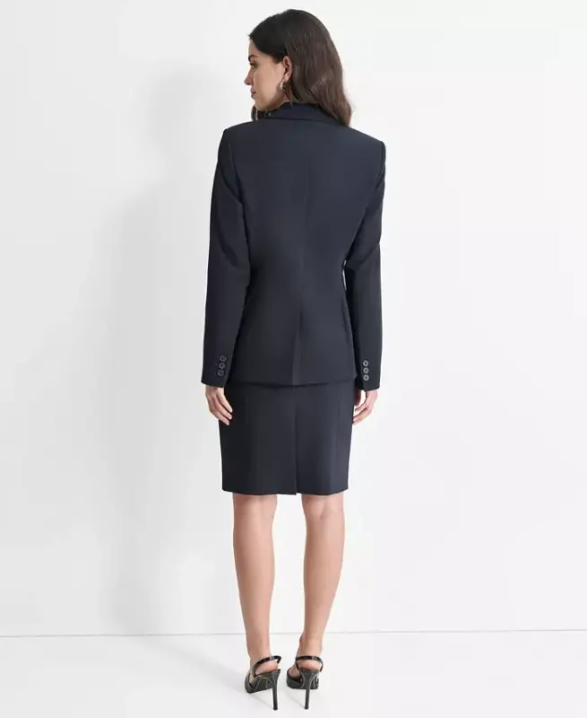 Women’s Single-Button-Front Long-Sleeve Blazer - Navy - 2
