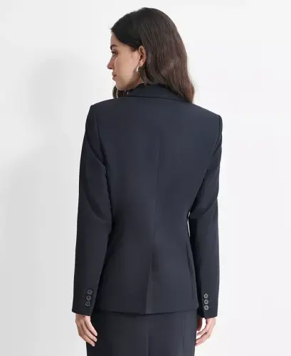 Women’s Single-Button-Front Long-Sleeve Blazer - Navy - 3