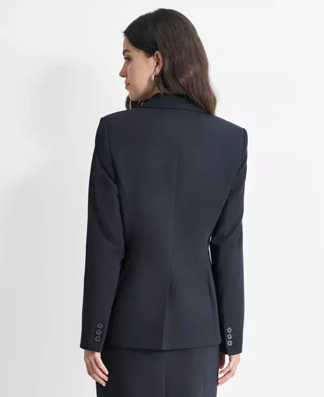 Women’s Single-Button-Front Long-Sleeve Blazer - Navy - 3