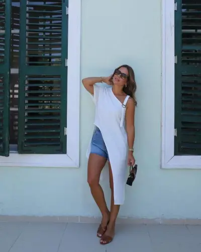 Kadın Tek Omuzu Açık Askılı Asimetrik Kesim Detaylı Bluz - BÜYÜKBEDENIZ (1)