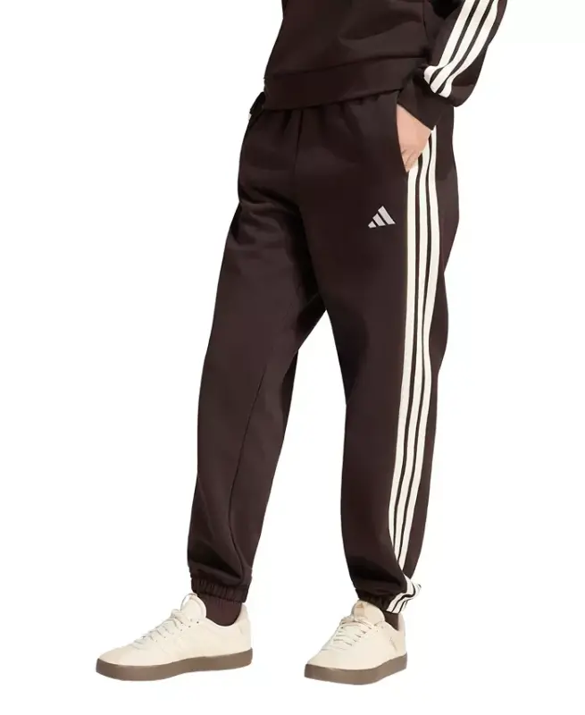 Kadın Temel 3-Şeritli Geçirmeli Polar Bol Pantolon - Aurora Kahvesi/Fildişi - ADIDAS