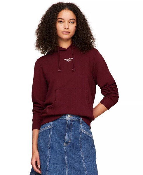 Kadın Temel Logolu İpli Kapüşonlu Sweatshirt Deep Rouge - 1