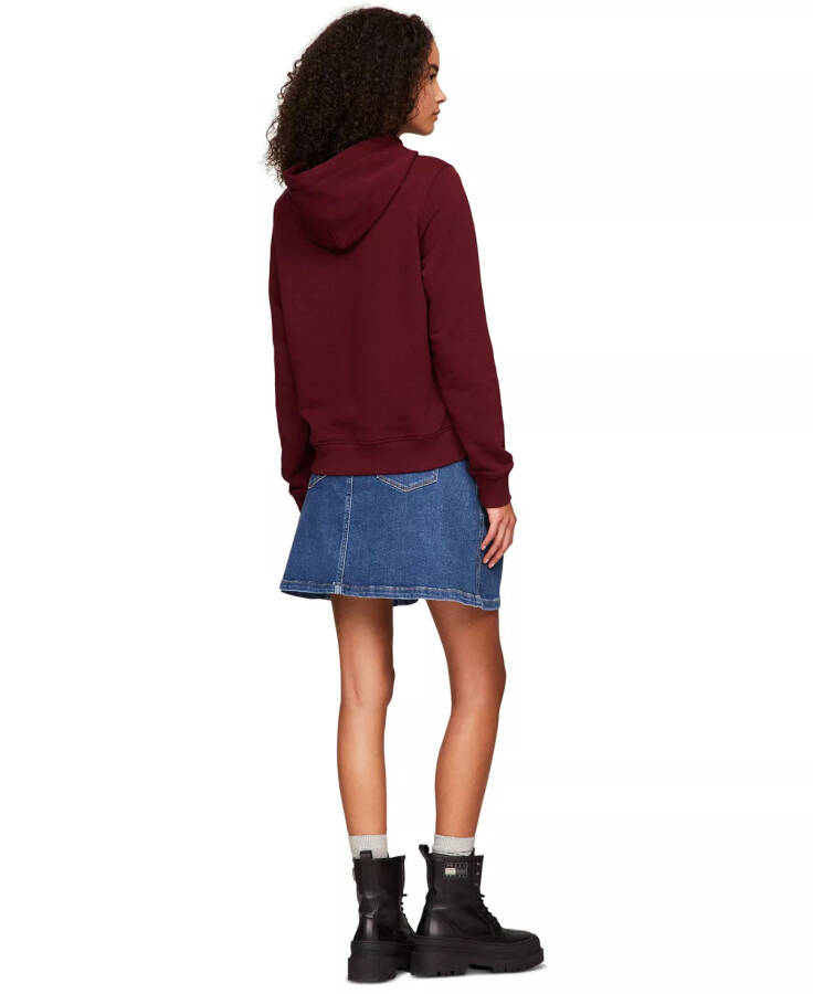 Kadın Temel Logolu İpli Kapüşonlu Sweatshirt Deep Rouge - 2