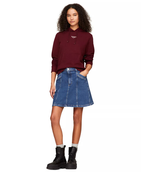 Kadın Temel Logolu İpli Kapüşonlu Sweatshirt Deep Rouge - 4