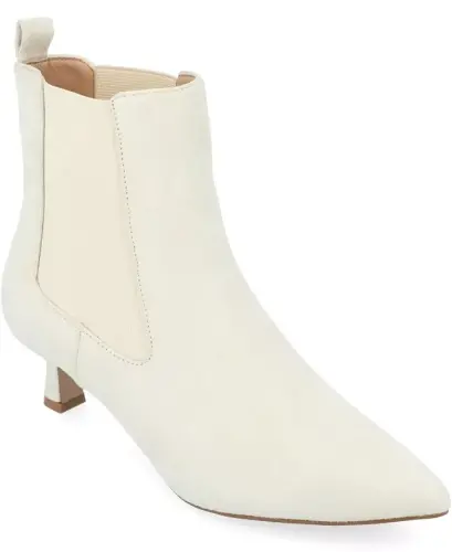 Women's Tenlee Pointed Toe Kitten Heel Dress Booties - Ivory 