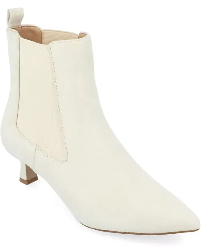 Women's Tenlee Pointed Toe Kitten Heel Dress Booties - Ivory - 1