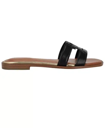 Women's Terenz Logo Strap Flat Slide Sandals - Black - 2