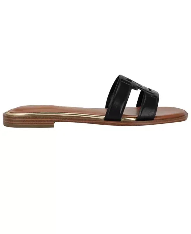 Women's Terenz Logo Strap Flat Slide Sandals - Black - 2