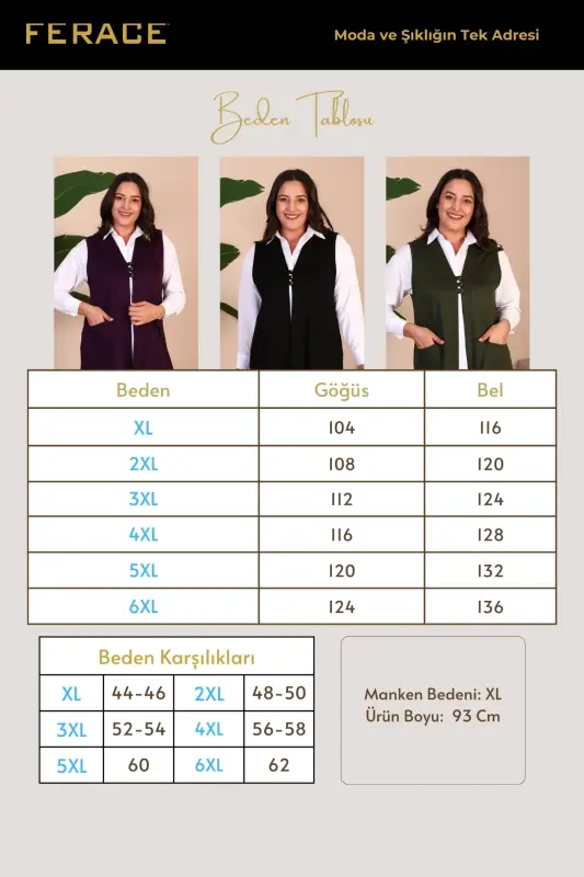 Kadin Tesettur Giyim Yazlik Likrali Yelek Buyuk Beden Dügmeli Yelek Haki - Haki - 2