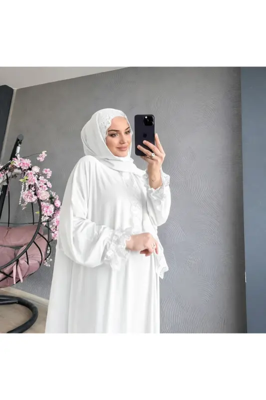 Kadın Tesettür Namaz Elbisesi - Beyaz - BESS STORE
