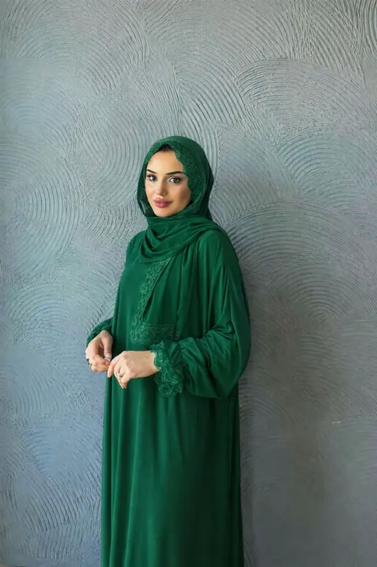 Kadın Tesettür Namaz Elbisesi Yeşil-Yeşil - BESS STORE