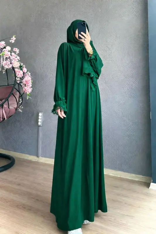 Kadın Tesettür Namaz Elbisesi Yeşil - Yeşil - 3