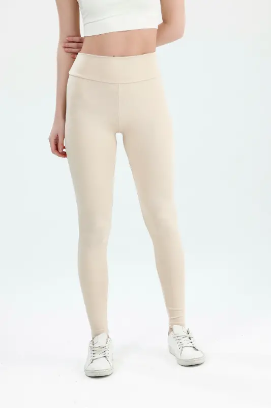 Kadın Toparlayıcı Yüksek Bel Bej Tayt-Bej - 3