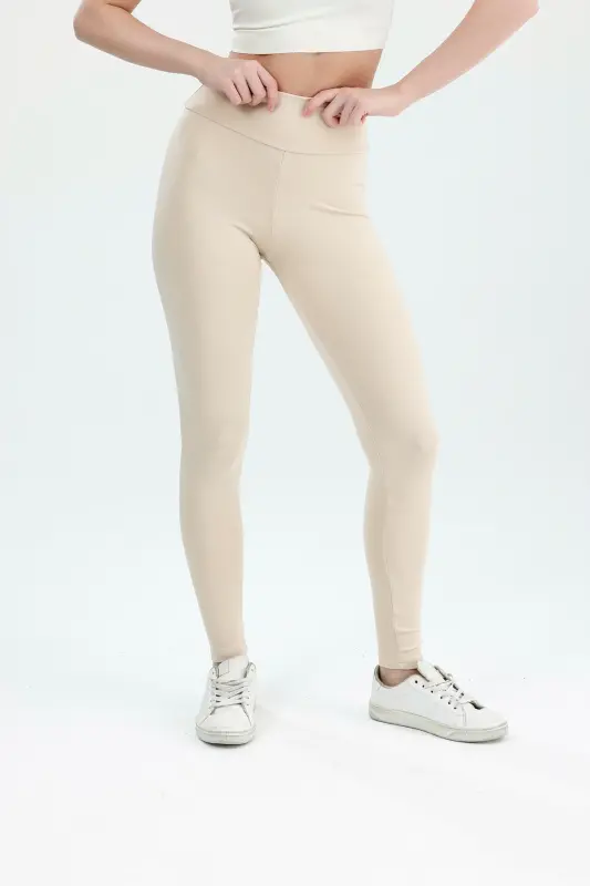 Kadın Toparlayıcı Yüksek Bel Bej Tayt-Bej - 5