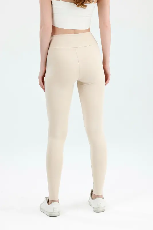 Kadın Toparlayıcı Yüksek Bel Bej Tayt-Bej - 8