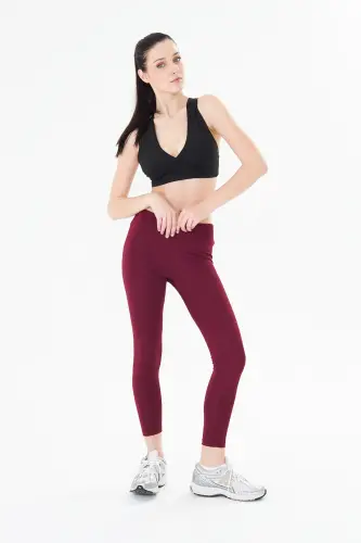 Kadın Toparlayıcı Yüksek Bel Bordo Tayt-Bordo - 2