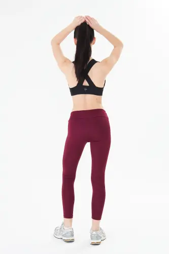 Kadın Toparlayıcı Yüksek Bel Bordo Tayt-Bordo - 5