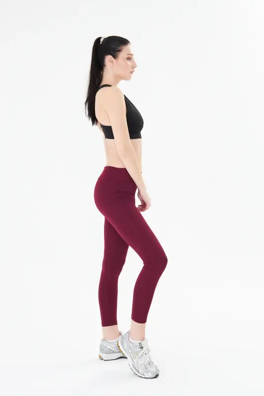Kadın Toparlayıcı Yüksek Bel Bordo Tayt-Bordo - 6