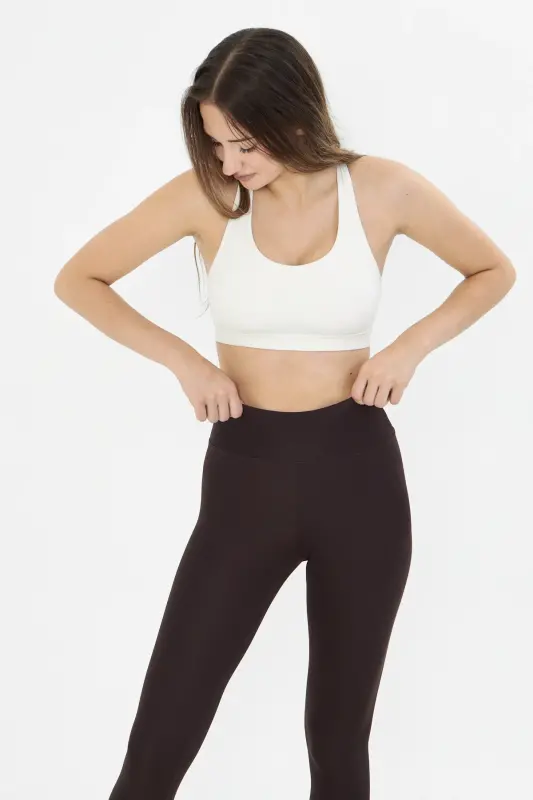 Kadın Toparlayıcı Yüksek Bel Kahverengi Tayt-Kahverengi - 3