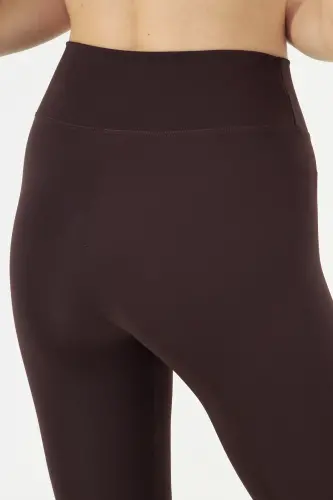 Kadın Toparlayıcı Yüksek Bel Kahverengi Tayt-Kahverengi - 5