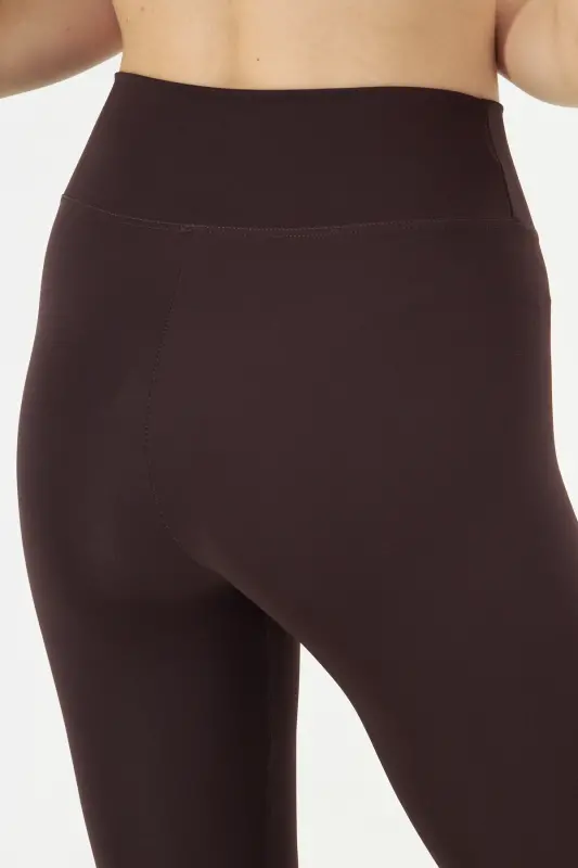 Kadın Toparlayıcı Yüksek Bel Kahverengi Tayt-Kahverengi - 5