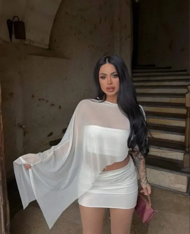 Kadın Transparan Detay Büstiyer Ve Etek Takım - BÜYÜKBEDENIZ