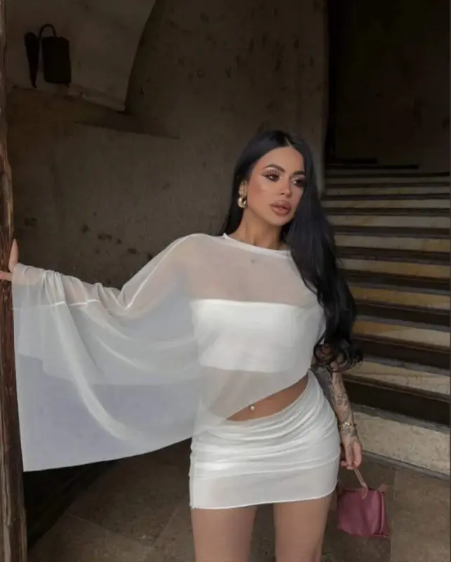 Kadın Transparan Detay Büstiyer Ve Etek Takım - 2