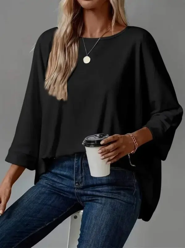 Kadın Truvakar Kollu Bisiklet Yaka Viskon Bluz - 1