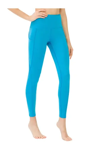 Kadın Turkuaz Yüksek Belli Çift Cepli Tayt-Turkuaz - LOS OJOS (1)