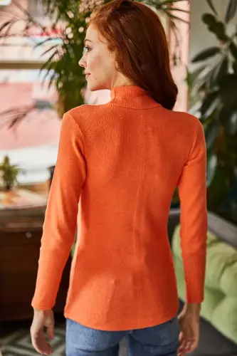 Kadın Turuncu Yarım Balıkçı Şardonlu Kaşkorse Body BLZ-19000599-Turuncu - 4