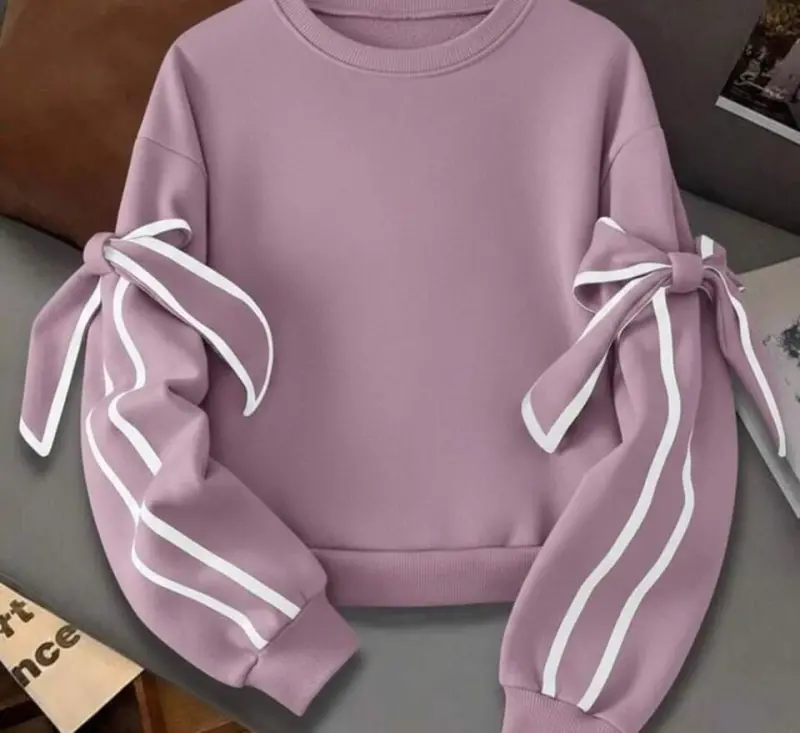 Kadın Uzun Kollu Ara Biye Ve Fiyonk Detay Bluz - 1