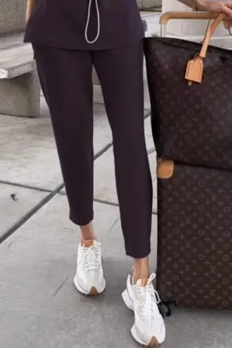 Kadın Uzun Kollu Balıkçı Yaka Belden Lastikli Modal Bluz Ve Pantolon Ikili Takım - 3