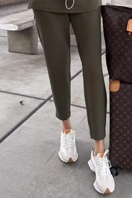 Kadın Uzun Kollu Balıkçı Yaka Belden Lastikli Modal Bluz Ve Pantolon Ikili Takım - 3