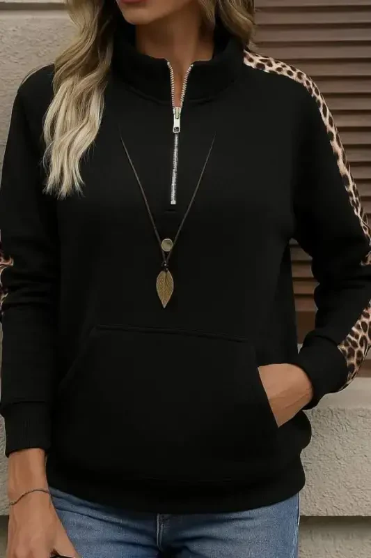 Kadın Uzun Kollu Balıkçı Yaka önden Fermuarlı Polar Bluz - 2
