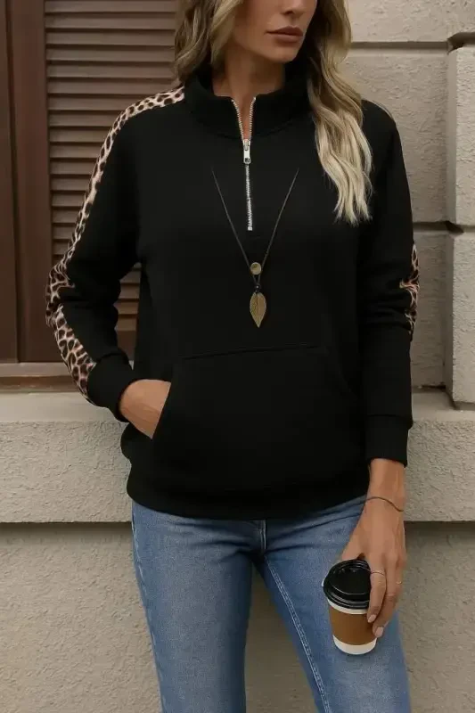 Kadın Uzun Kollu Balıkçı Yaka önden Fermuarlı Polar Bluz - 3