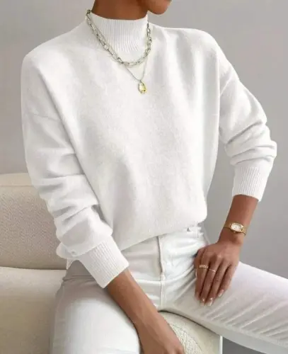 Kadın Uzun Kollu Balıkçı Yaka Triko Bluz - 1