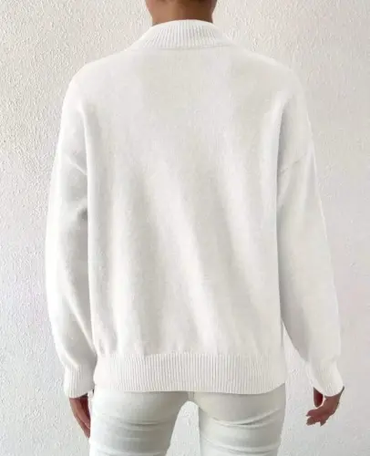 Kadın Uzun Kollu Balıkçı Yaka Triko Bluz - 4