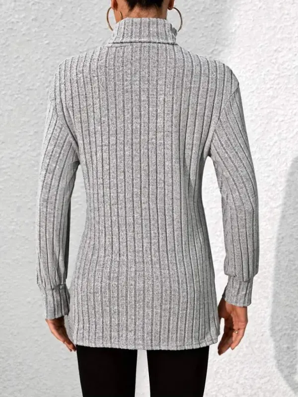 Kadın Uzun Kollu Balıkçı Yaka Yandan Yırtmaçlı şardonlu Kaşkorse Bluz - 2