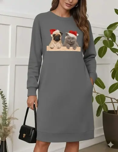 Kadın Uzun Kollu Bisiklet Yaka Desenli Viskon Iki Iplik Bluz - 3