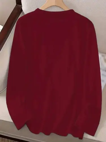 Kadın Uzun Kollu Bisiklet Yaka Kalp Desenli Viskon Bluz - 2