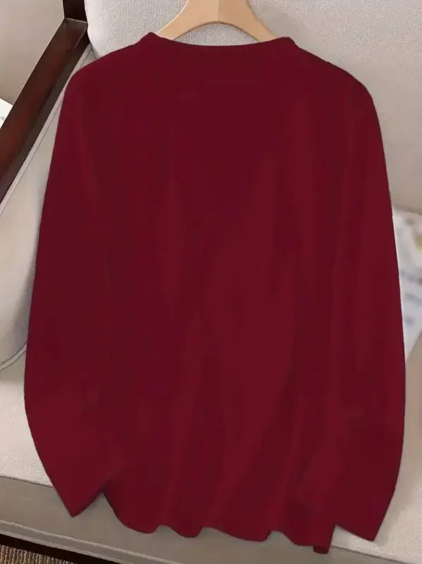 Kadın Uzun Kollu Bisiklet Yaka Kalp Desenli Viskon Bluz - 2