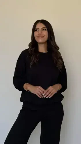 Kadın Uzun Kollu Bisiklet Yaka Viskon Iki Iplik Bluz Ve Pantolon Ikili Takım - BÜYÜKBEDENIZ (1)